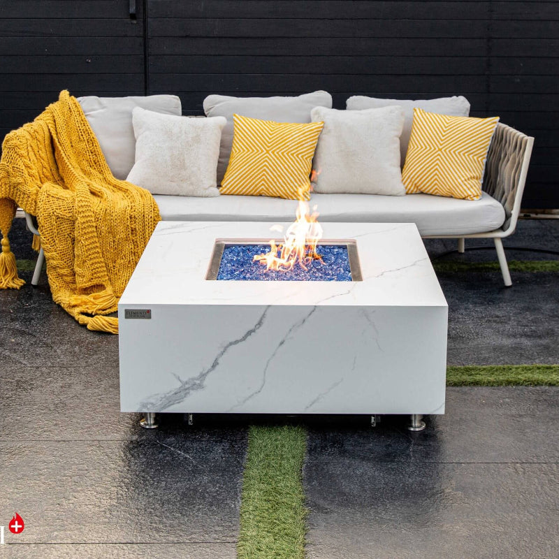 Elementi Plus Bianco Marble Porcelain Outdoor Fire Table
