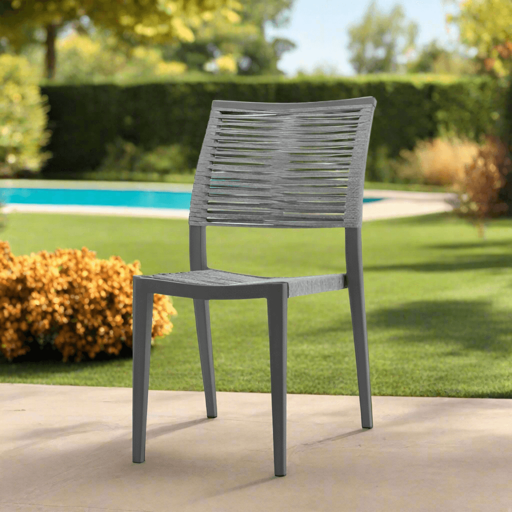 Source Furniture Chloe Rope Stackable Aluminum Dining Side Chair