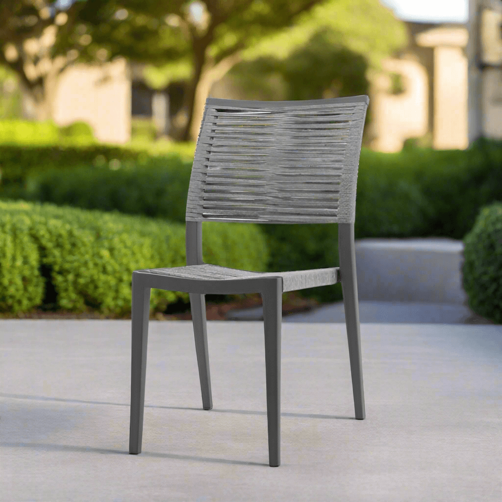 Source Furniture Chloe Rope Stackable Aluminum Dining Side Chair