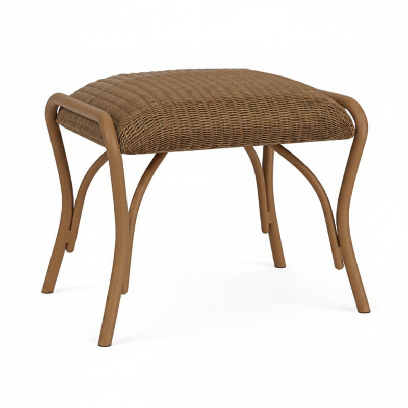 Lloyd Flanders All Seasons Wicker Aluminum Outdoor Ottoman with Padded Seat