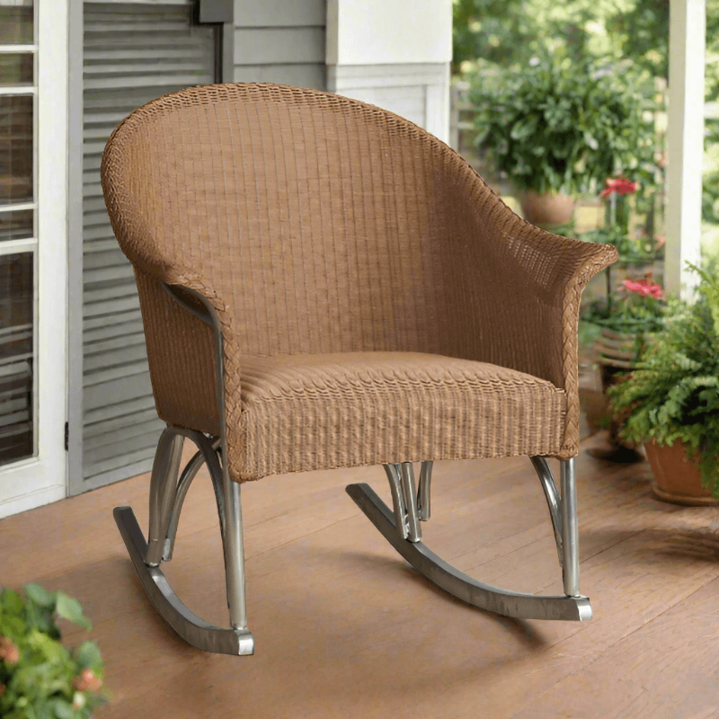 Lloyd Flanders All Seasons Wicker Aluminum Outdoor Lounge Rocker with Padded Seat