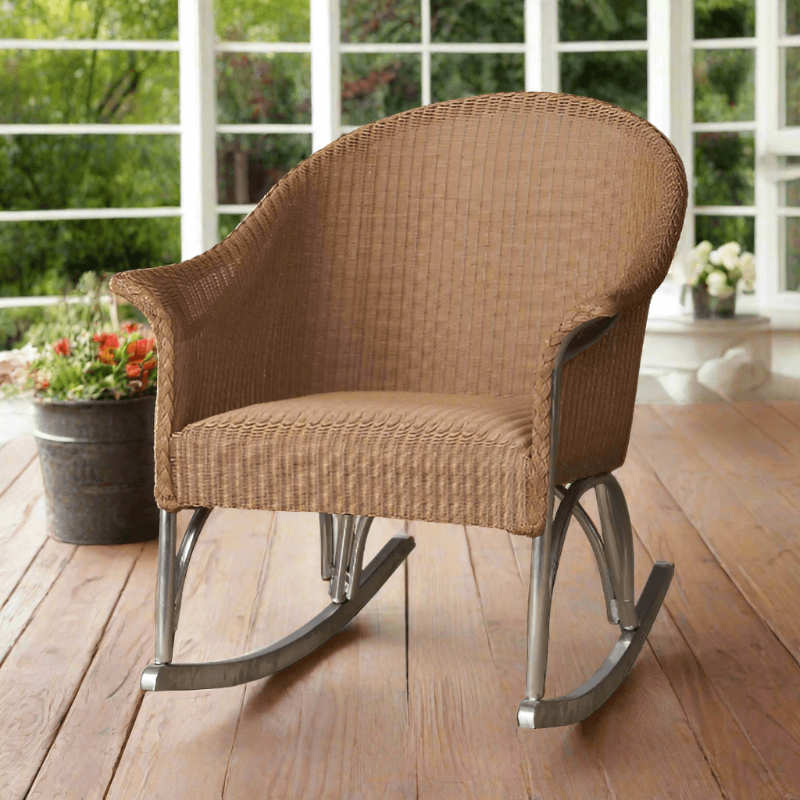 Lloyd Flanders All Seasons Wicker Aluminum Outdoor Lounge Rocker with Padded Seat
