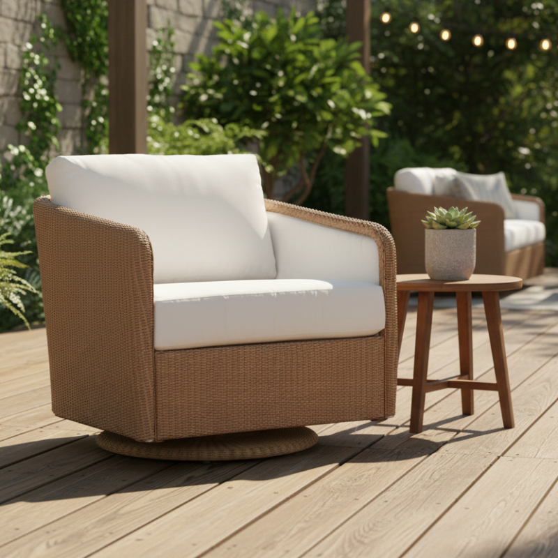 Lloyd Flanders Visions Wicker Outdoor Swivel Glider Lounge Chair