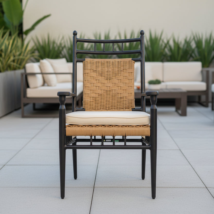 Lloyd Flanders Low Country Woven Vinyl Outdoor Dining Armchair