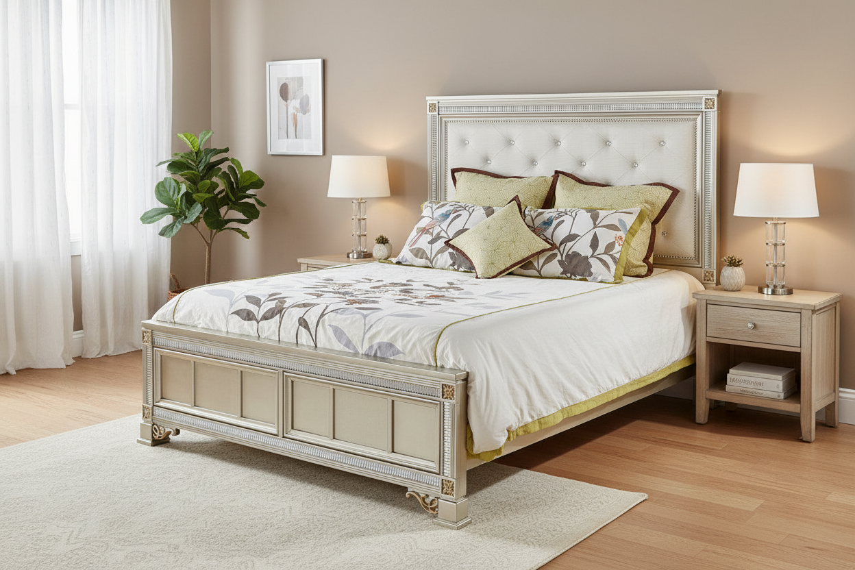 Oasis Home Tiffany Solid Wood Indoor Queen Bed
