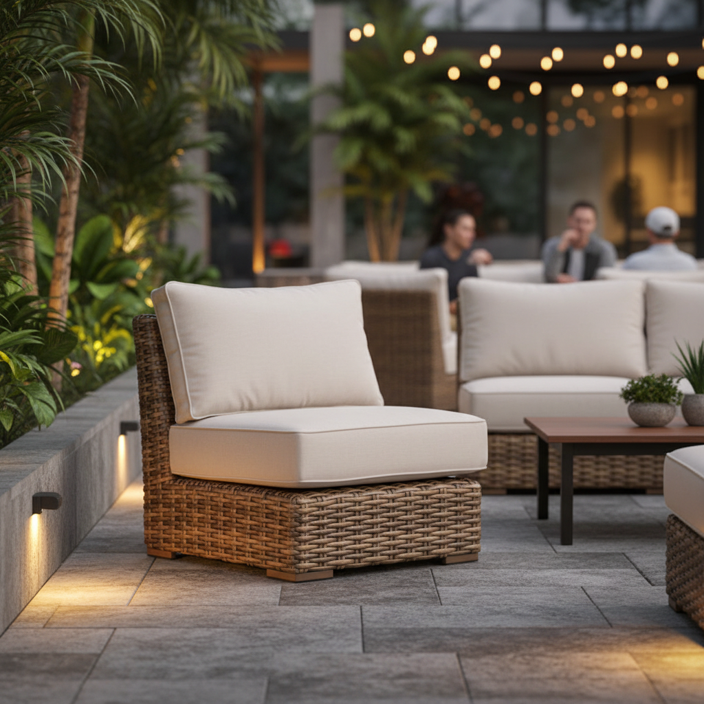 Sunset West Havana Wicker Outdoor Armless Club Chair