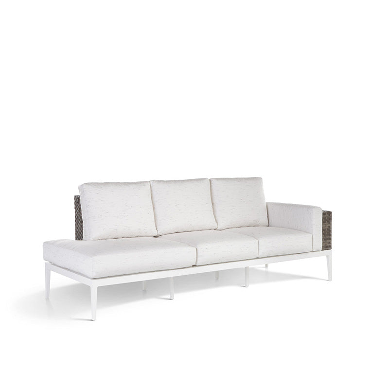 South Sea Rattan Stevie Wicker Left side Facing Sofa Chaise With Arm Bolster