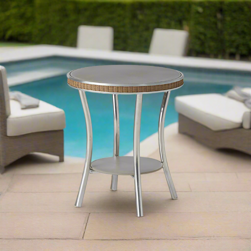 Lloyd Flanders Essence 20" Round End Table with Taupe Glass