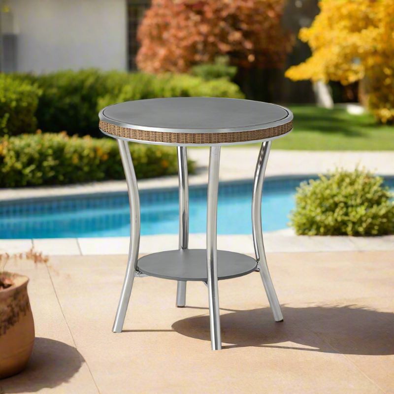 Lloyd Flanders Essence 20" Round End Table with Charcoal Glass
