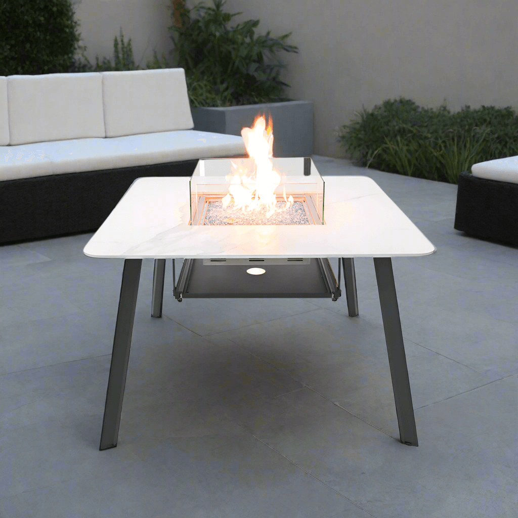 Elementi Plus Helsinki Marble Porcelain Fire Pit Table