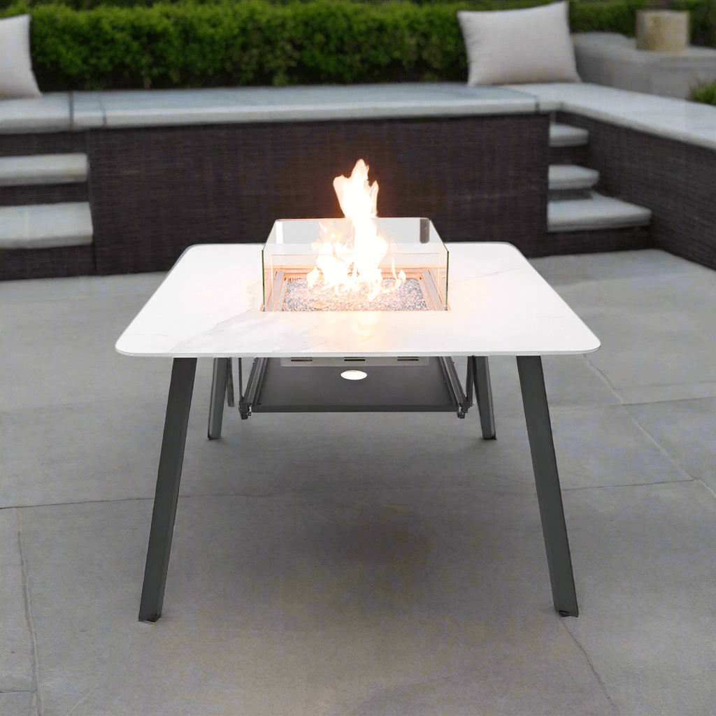 Elementi Plus Helsinki Marble Porcelain Fire Pit Table