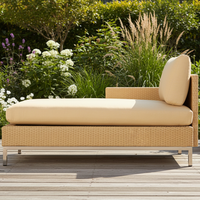 Lloyd Flanders Elements Wicker Outdoor Right Arm Chaise with Loom Arm and Back