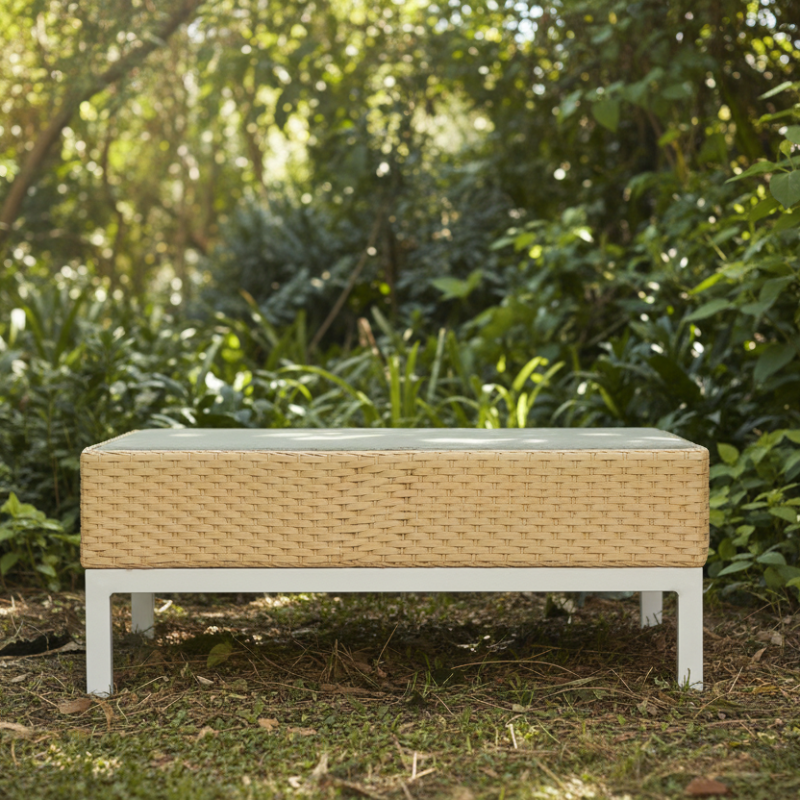 Lloyd Flanders Elements Wicker Outdoor 30" Square End Table with Stainless Steel Base and Glass