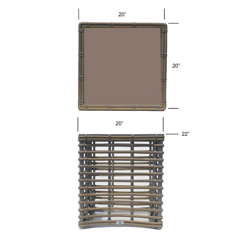 Skyline Design Ruby Wicker Outdoor End Table with Glass