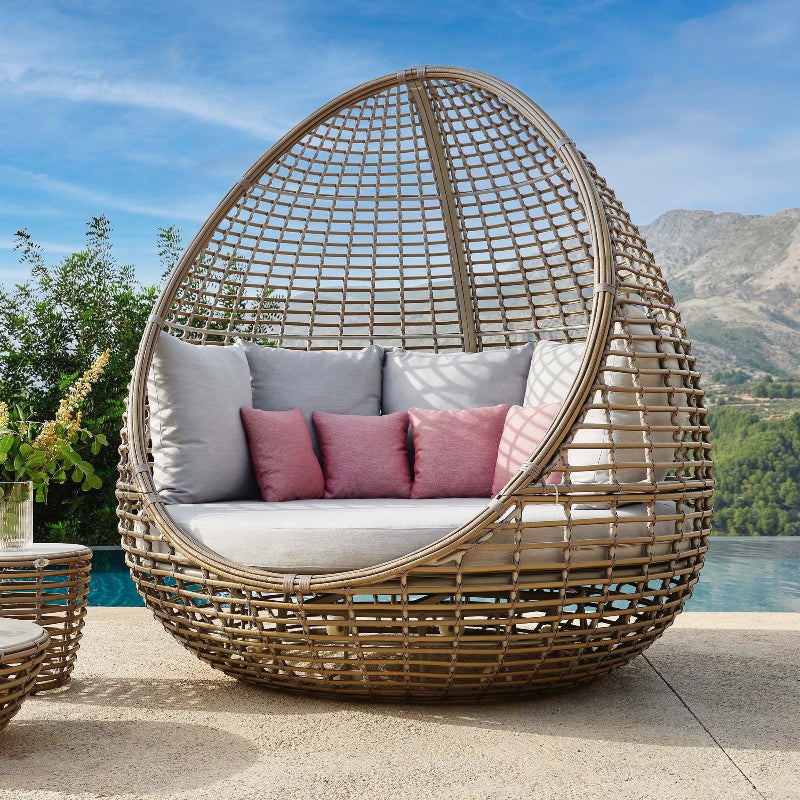 Skyline Design Faber Wicker Outdoor 2-Person Swivel Daybed