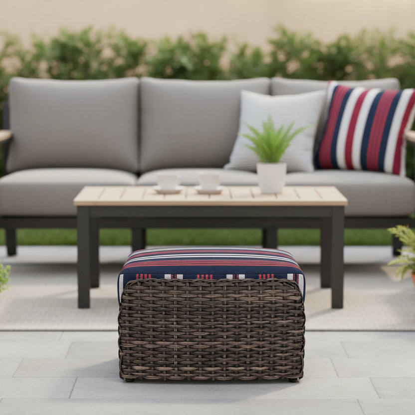 Lloyd Flanders Largo Woven Vinyl Outdoor Ottoman