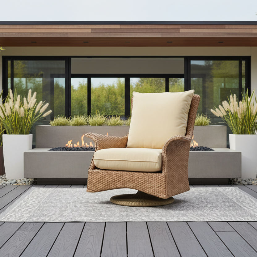 Lloyd Flanders Mandalay Wicker Outdoor Swivel Rocker Lounge Chair