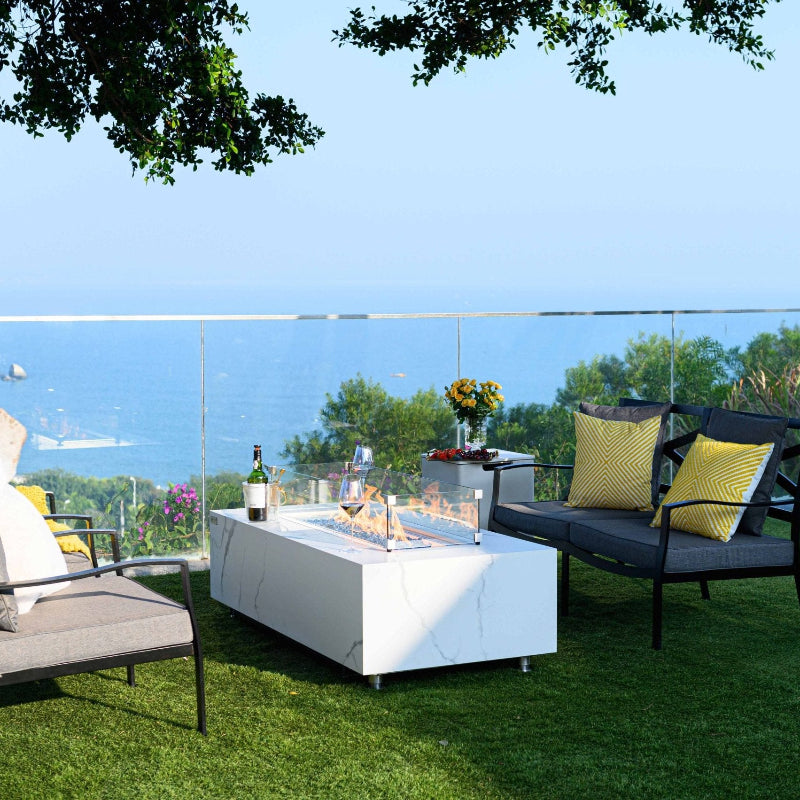 Elementi Plus Carrara Marble Porcelain Outdoor Fire Table