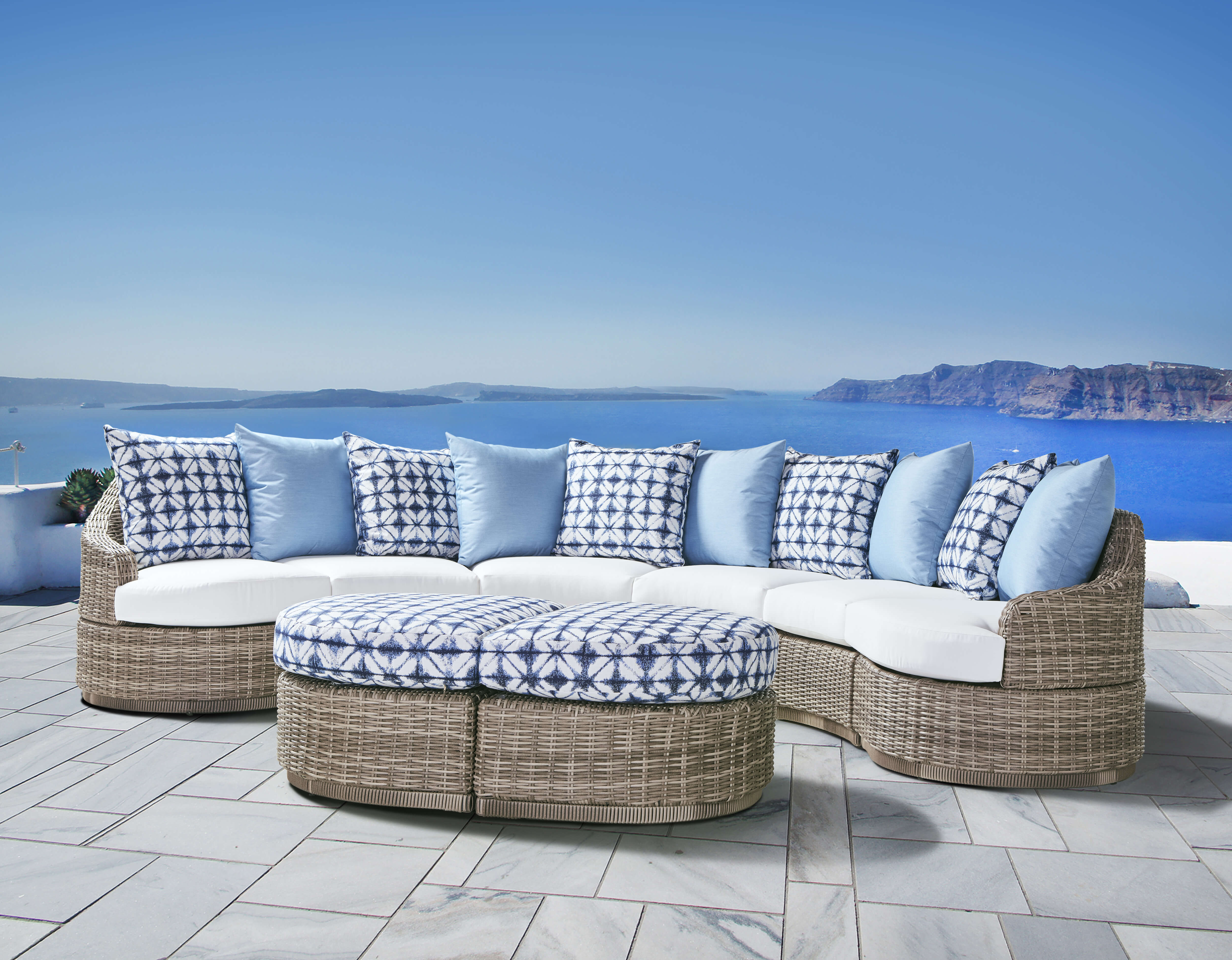 South Sea Rattan Luna Cove Wicker Sectional 8 Piece Lounge Set