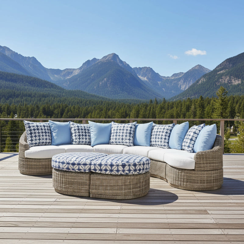 South Sea Rattan Luna Cove Wicker Outdoor 6-Person Lounge Set