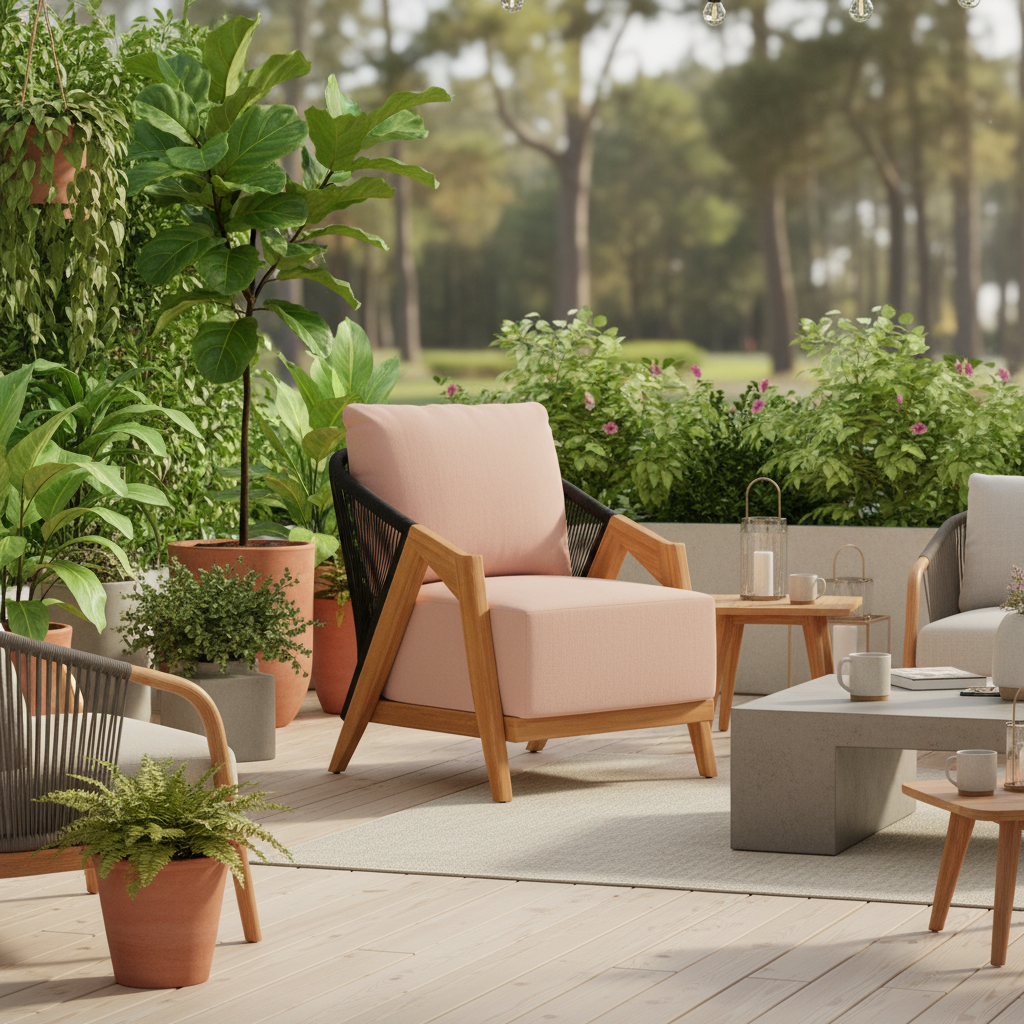 Lloyd Flanders Alpine Teak Outdoor Lounge Chair