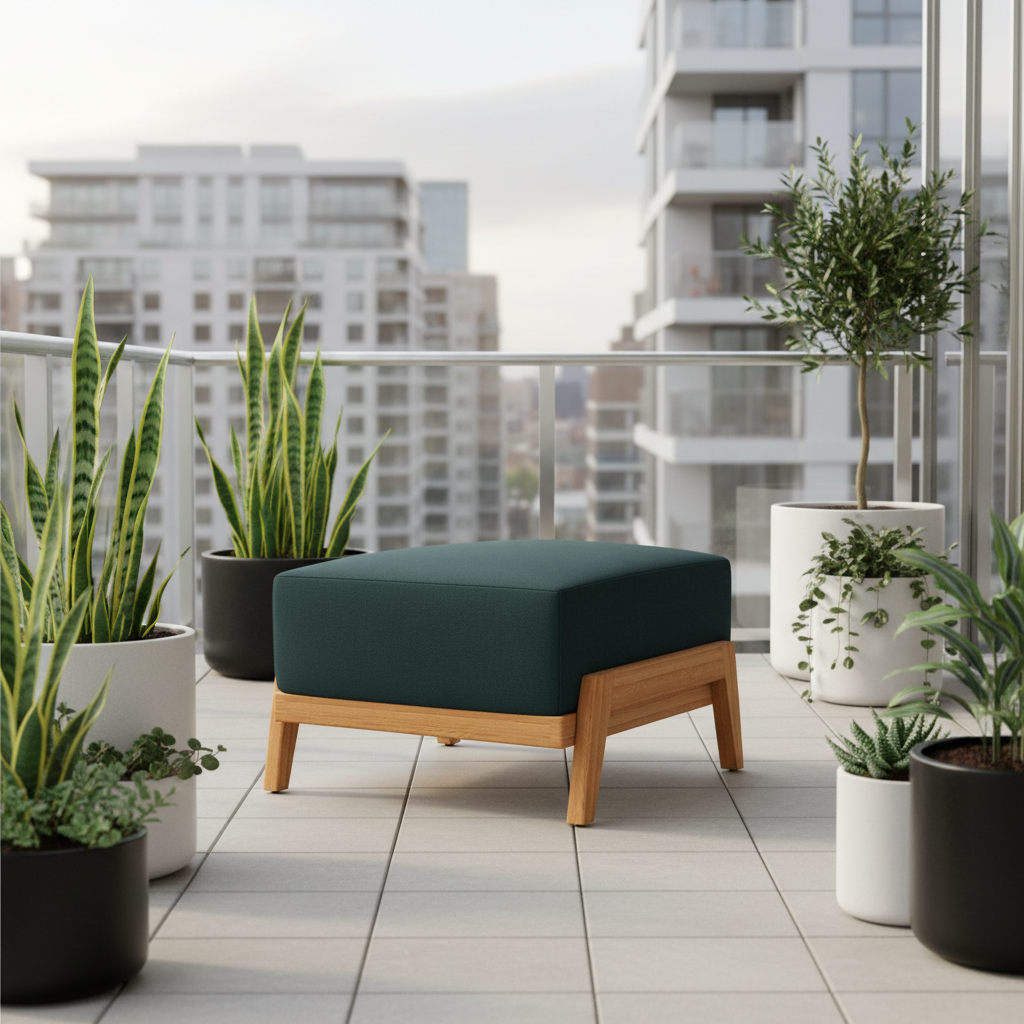 Lloyd Flanders Alpine Teak Outdoor Ottoman