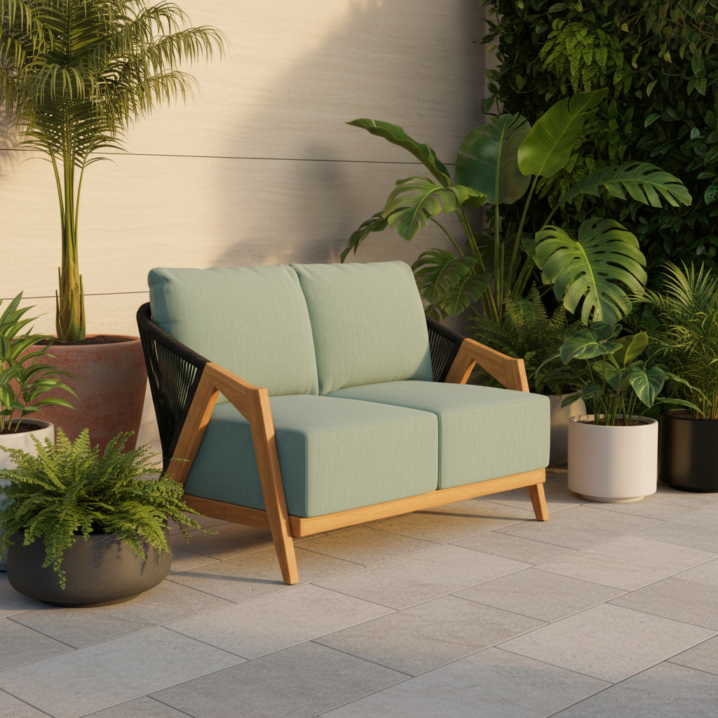 Lloyd Flanders Alpine Teak Outdoor Loveseat
