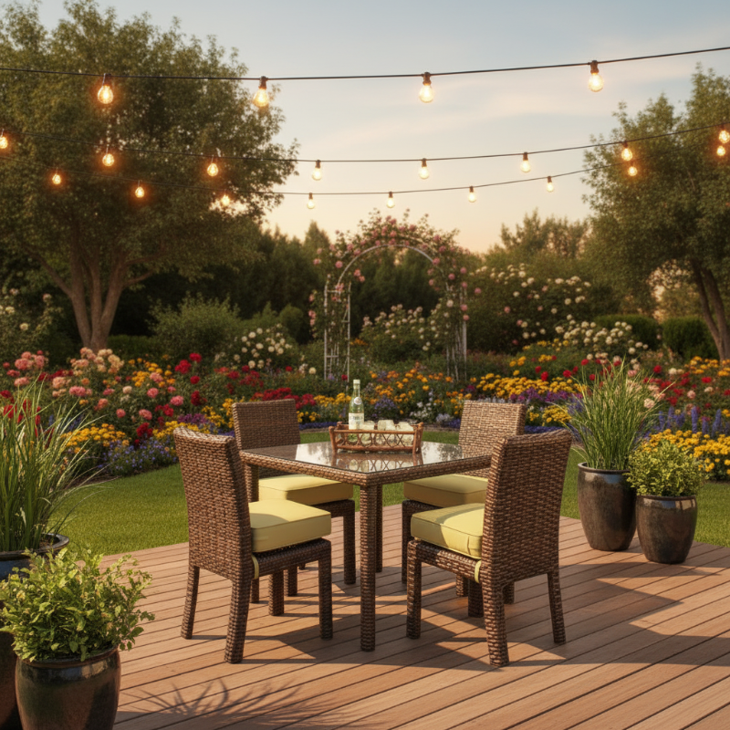 South Sea Rattan Saint Tropez Wicker Outdoor 4-Person Square Dining Set