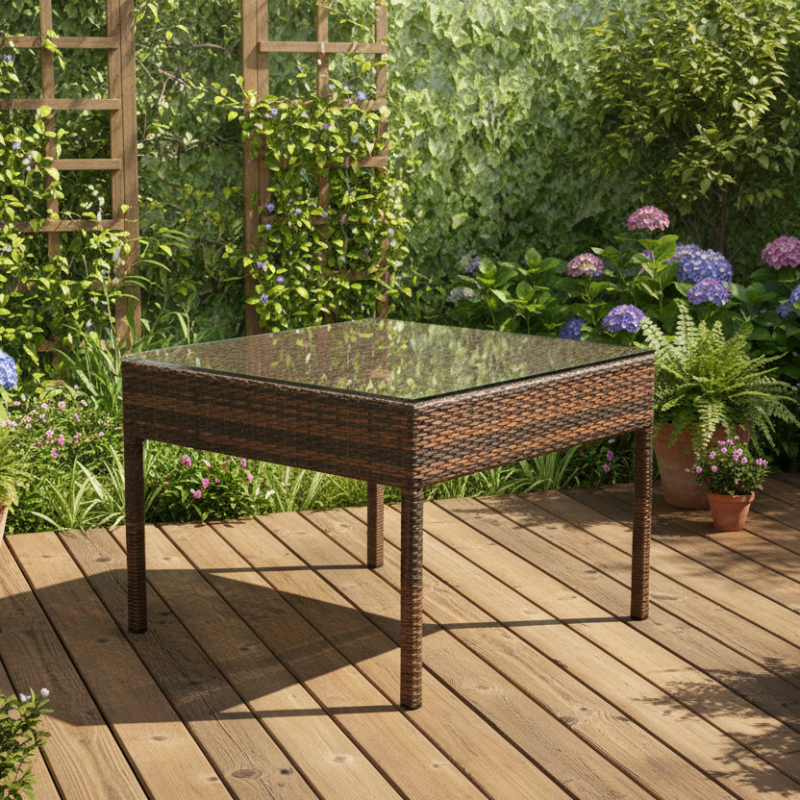 Alfresco Home Logan Wicker Steel Outdoor 30" Square Bunching Table