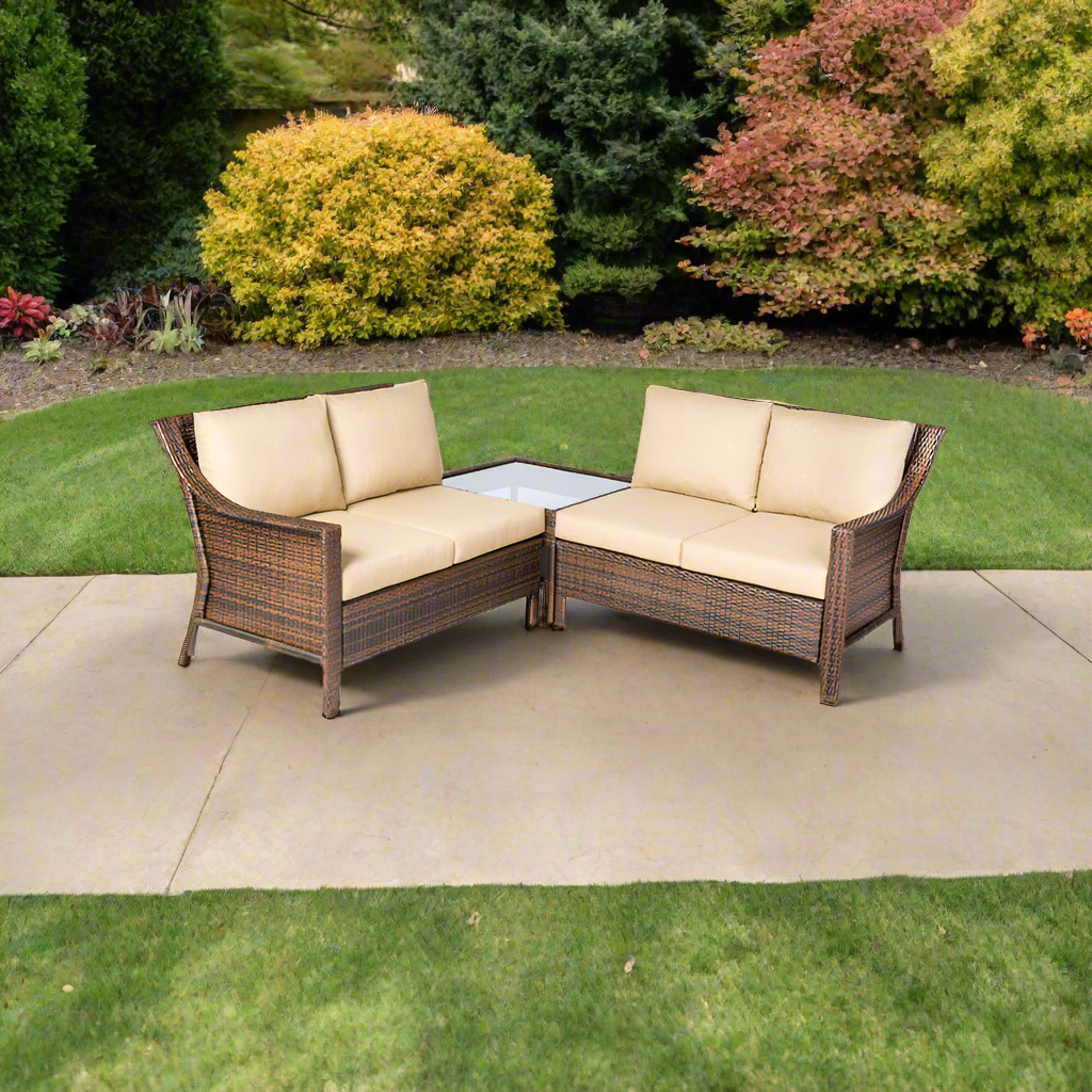 Alfresco Home Logan 3 Piece Deep Seating Wicker Sectional Set