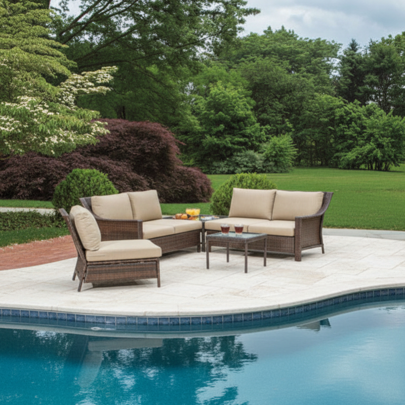 Alfresco Home Logan 5-Person Outdoor Sectional Wicker Set