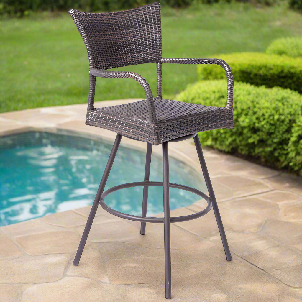 Alfresco Home Tutto Bar Height Wicker Swivel Arm Chair