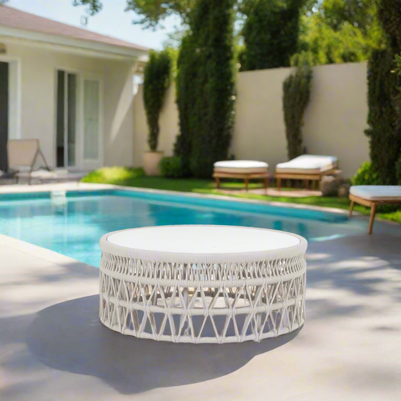 Sunset West Dana Coffee Table with Honed Carrara Marble Top