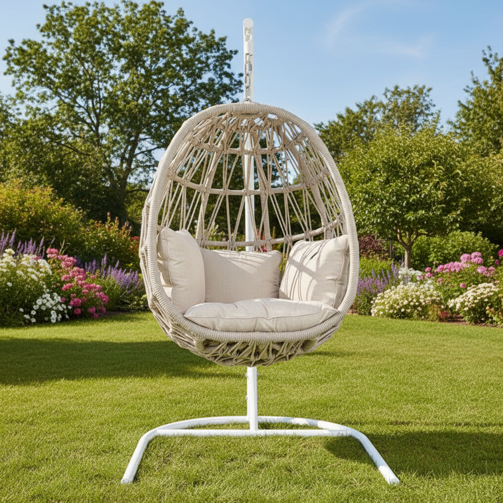 Sunset West Dana Rope Aluminum Outdoor Hanging Club Chair