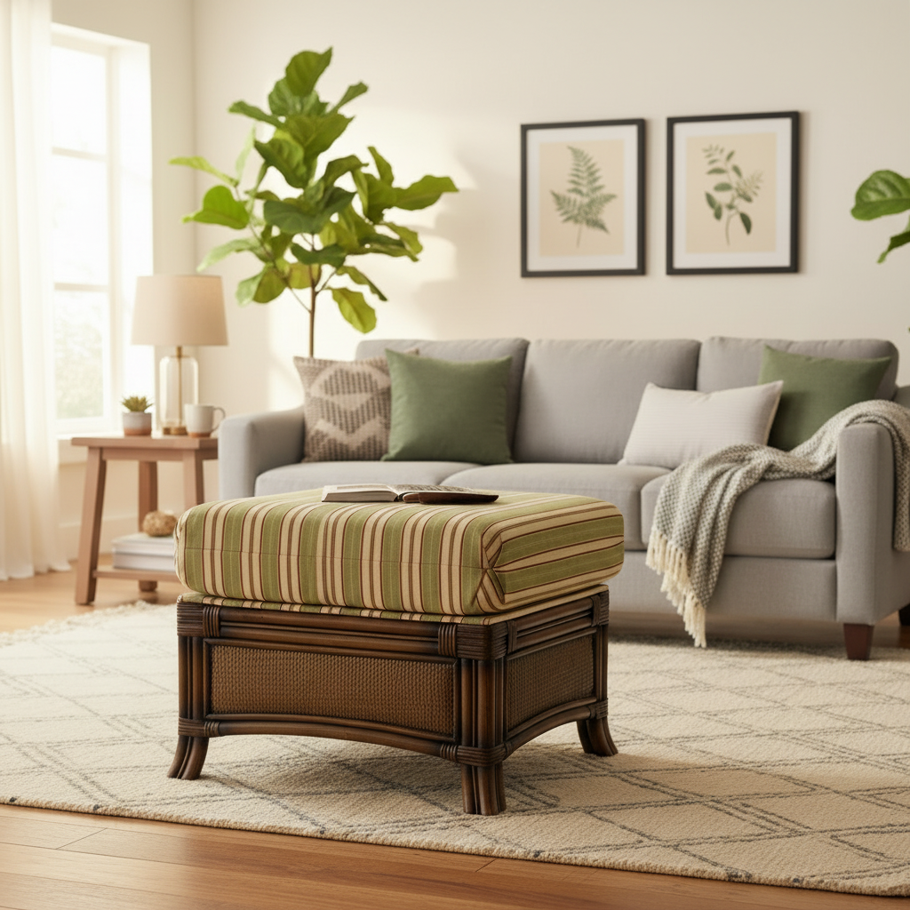 South Sea Rattan Pacifica Rattan Indoor Ottoman