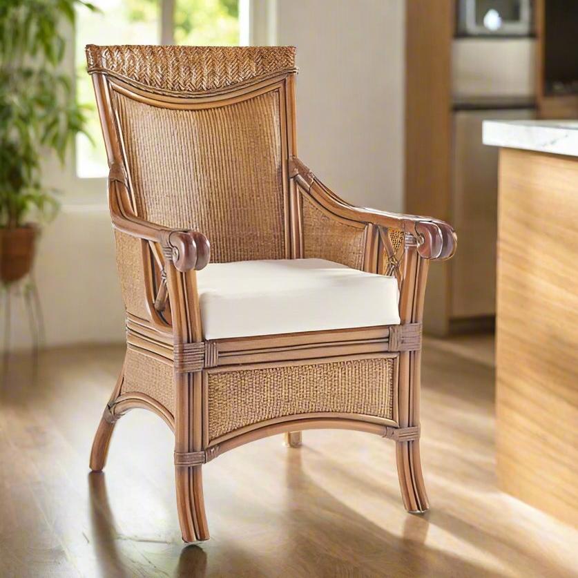 South Sea Rattan Pacifica Indoor Wicker Dining Arm Chair