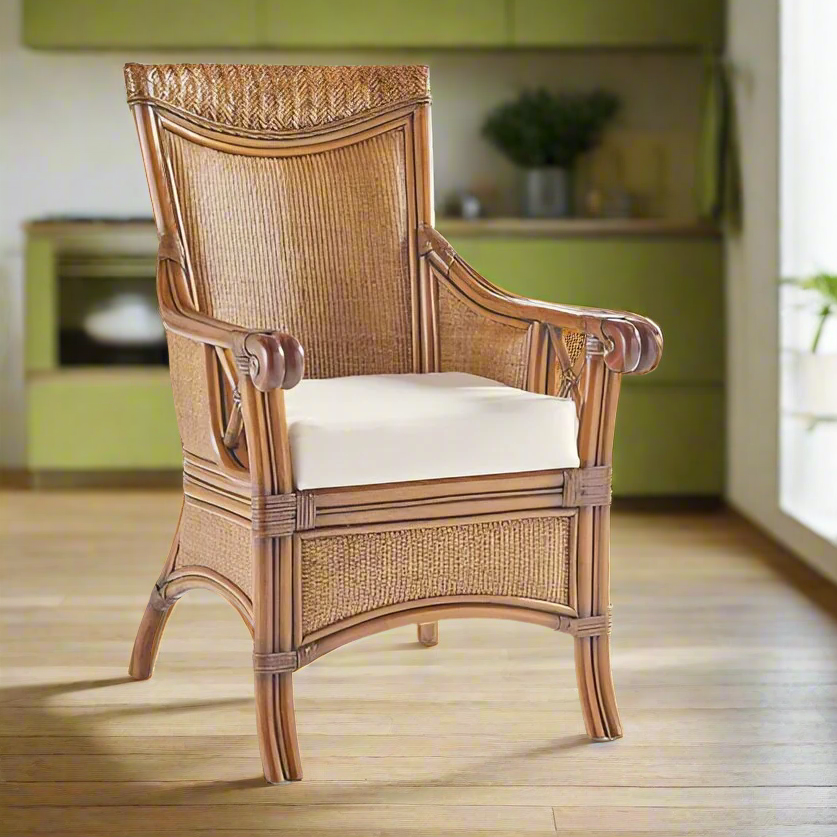 South Sea Rattan Pacifica Indoor Wicker Dining Arm Chair