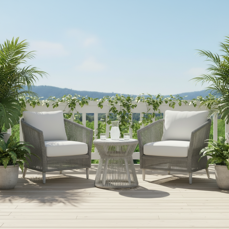 Sunset West Miami Rope Aluminum Outdoor End Table