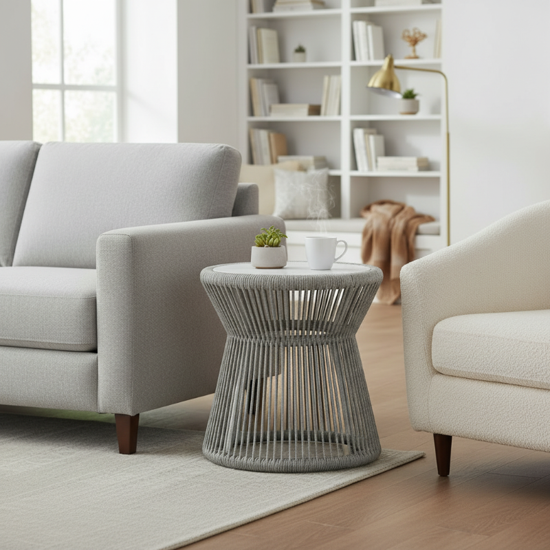 Sunset West Miami Rope Aluminum Outdoor End Table