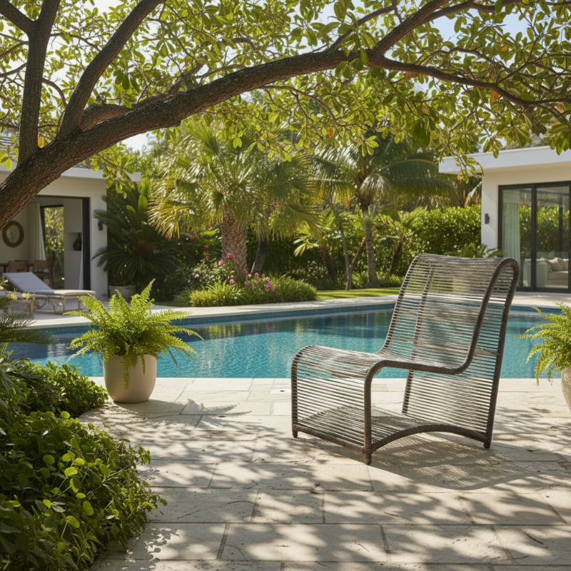 Sunset West Miami Rope Aluminum Outdoor Armless Club Chair