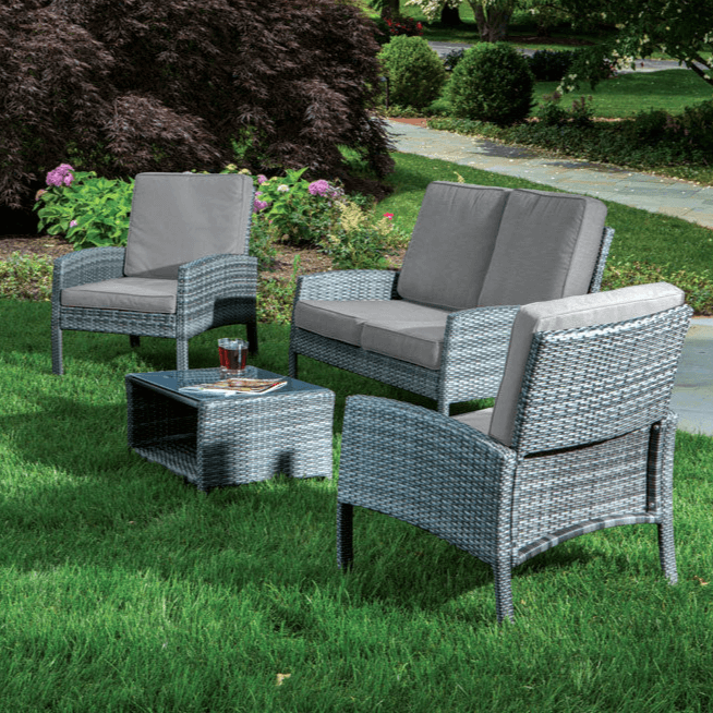 Alfresco Home Grand Cayman 4 Piece Wicker Conversation Set