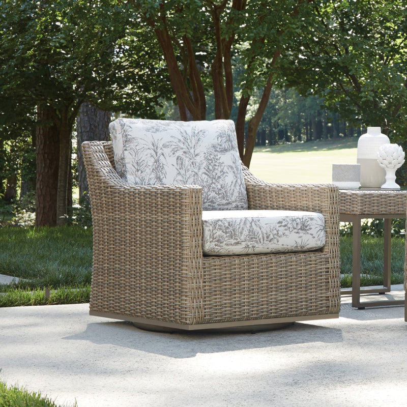 Lloyd Flanders Milan Woven Vinyl Outdoor Swivel Glider Lounge Chair