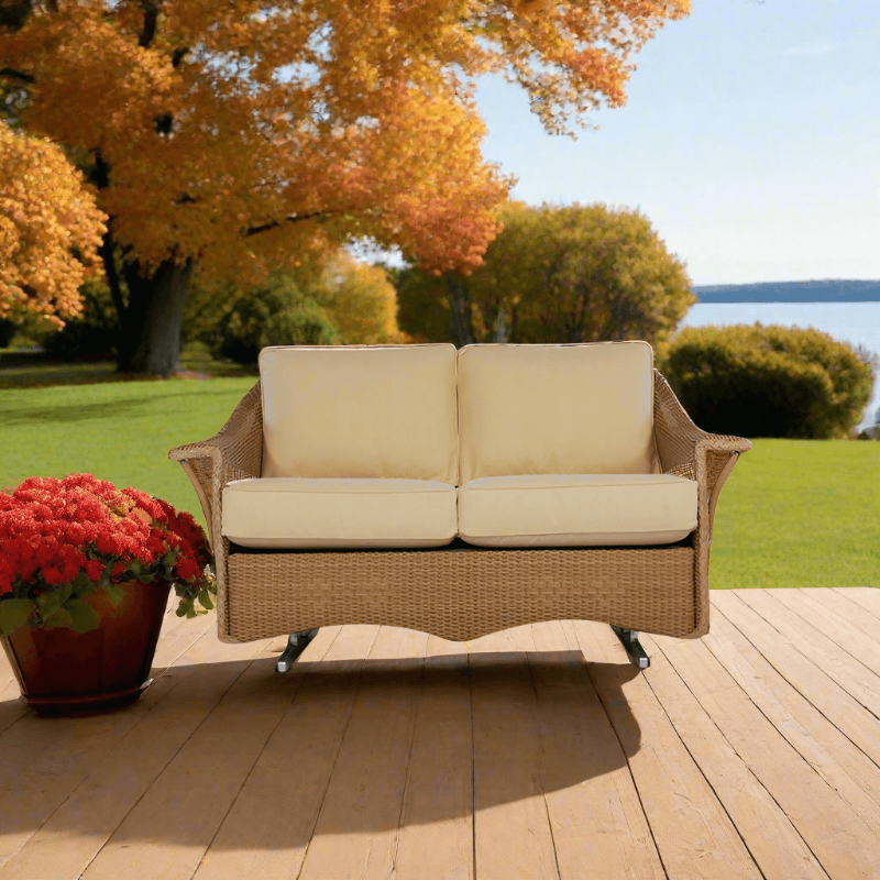Lloyd Flanders Nantucket Wicker Outdoor Loveseat Glider