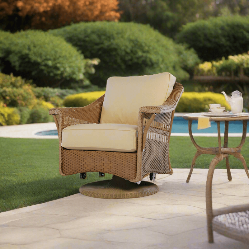 Lloyd Flanders Nantucket Wicker Outdoor Swivel Glider Lounge Chair