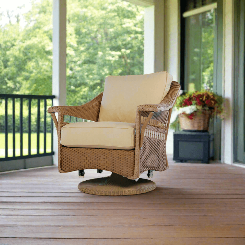 Lloyd Flanders Nantucket Wicker Outdoor Swivel Glider Lounge Chair