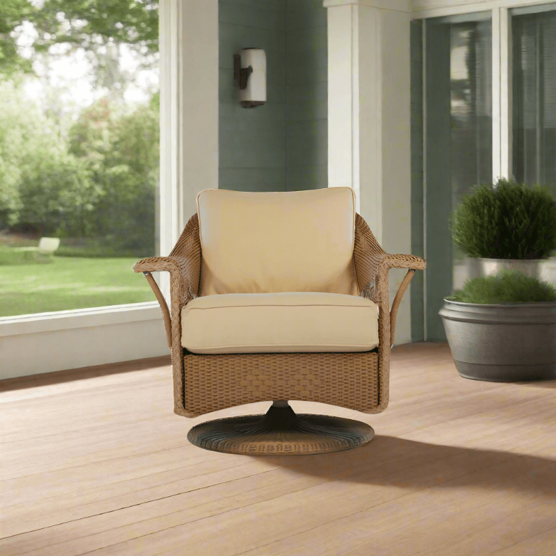 Lloyd Flanders Nantucket Wicker Outdoor Swivel Glider Lounge Chair