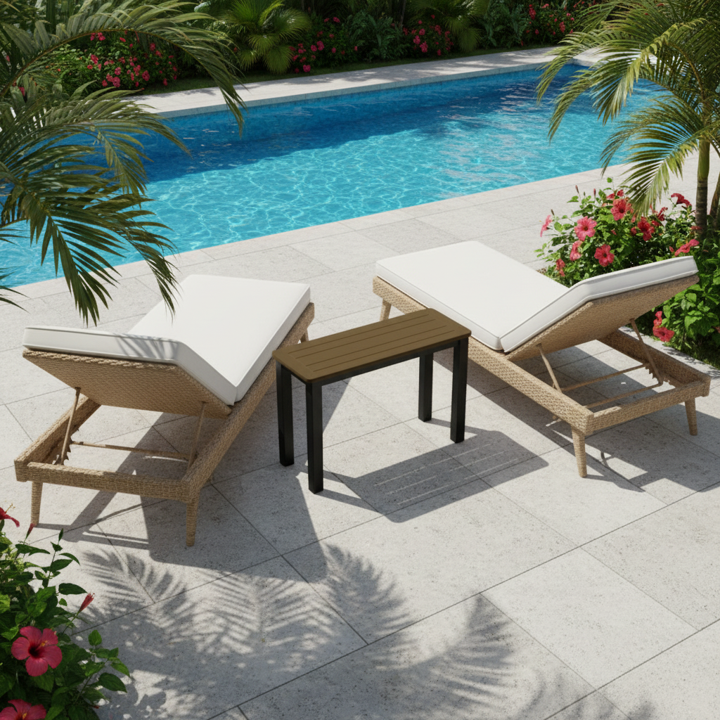 Telescope Casual 10"x27" Rectangle Marine Grade Polymer Top Chaise Table