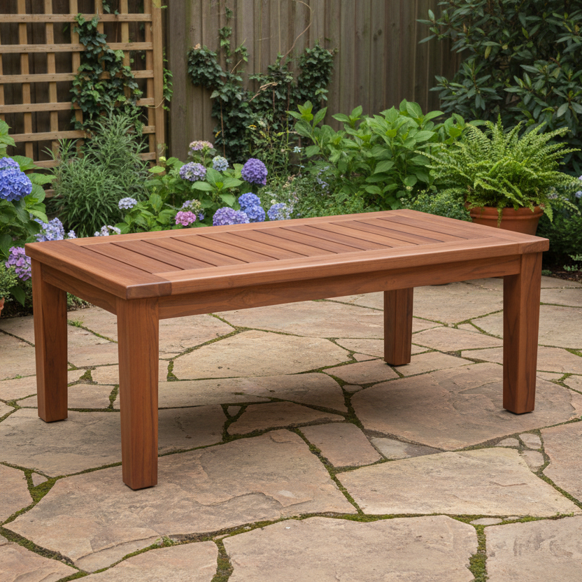 Lloyd Flanders Teak Outdoor 45" Rectangular Tapered Leg Cocktail Table