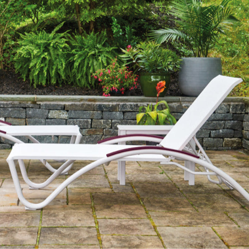 Telescope Casual Helios Sling Aluminum Outdoor Lay-Flat Stacking Chaise