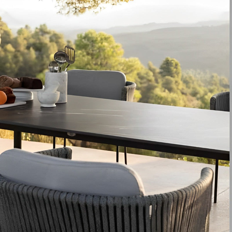Skyline Design Boston Aluminum Outdoor Rectangular Dining Table with Glass